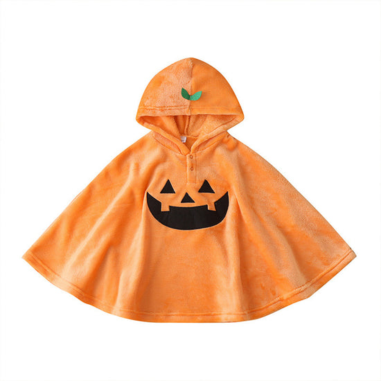 ハロウィン フード付き かぼちゃマント 2サイズ ポリエステル　9か月～2歳に最適 ポンチョタイプで着脱簡単 babymanto03 LINXAS